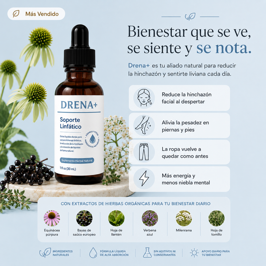 Drena+™ - Soporte Linfático para la Retención de Líquidos