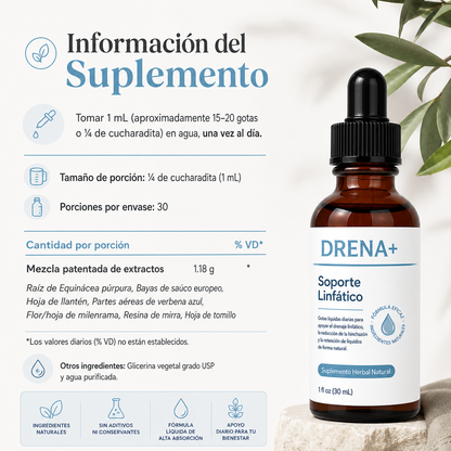 Drena+™ - Soporte Linfático para la Retención de Líquidos